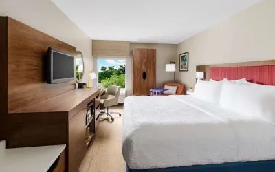 Day use room with work desk and natural light at Hampton Inn Ft. Lauderdale-Cypress Creek.