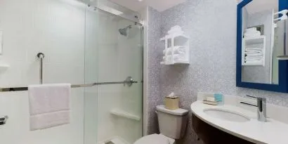 Guest bathroom with shower at Hampton Inn Ft. Lauderdale-Cypress Creek.