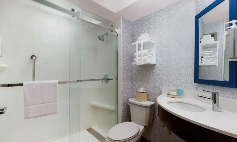 Guest bathroom with shower at Hampton Inn Ft. Lauderdale-Cypress Creek.