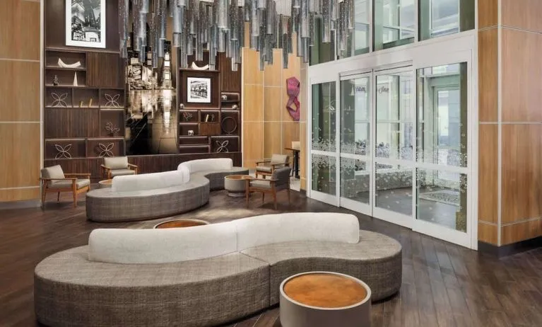 Lobby lounge at Hampton Inn Manhattan/Times Square Central.