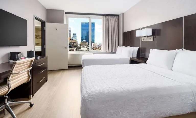 Day use twin room with work desk at Hampton Inn Manhattan/Times Square Central.