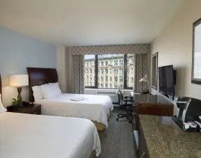 Day use twin room with work desk at Hilton Garden Inn New York/Tribeca.