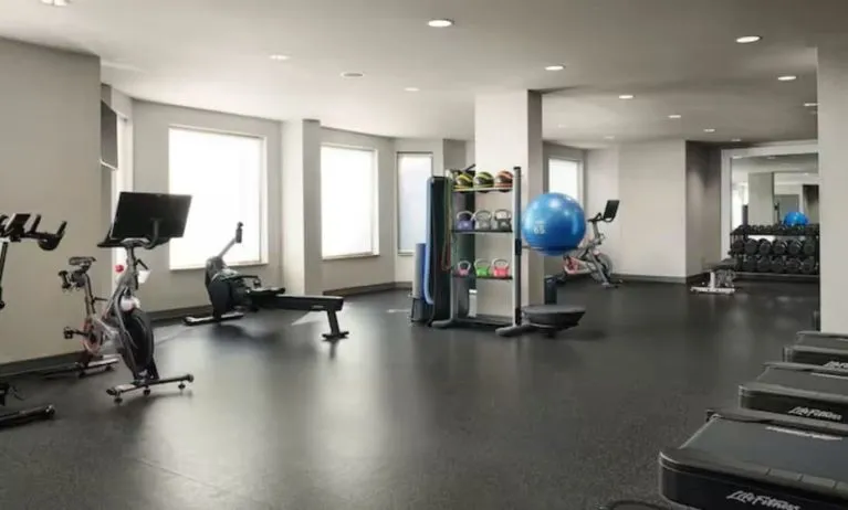 Fully equipped fitness center at Hilton Garden Inn Shreveport Bossier City.