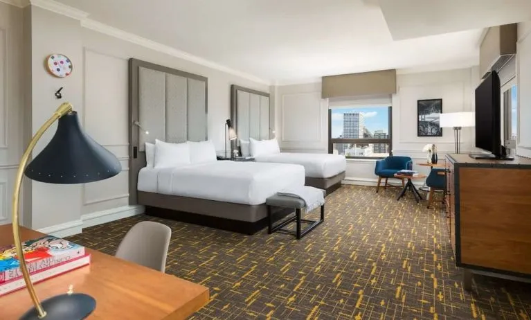 Bright and spacious day use twin room with work desk at Stanford Court San Francisco.