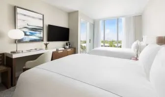Day use twin room with work desk at The Altair Hotel Bay Harbor.