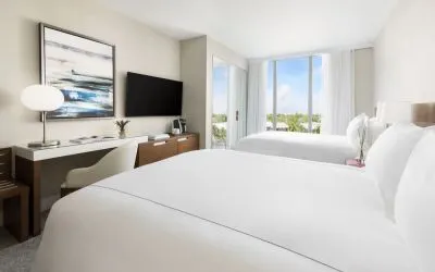 Day use twin room with work desk at The Altair Hotel Bay Harbor.