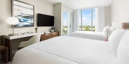 Day use twin room with work desk at The Altair Hotel Bay Harbor.