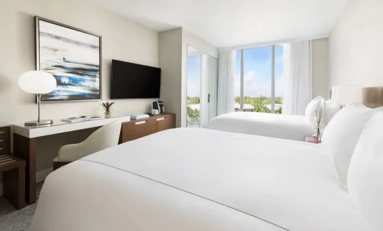 Day use twin room with work desk at The Altair Hotel Bay Harbor.