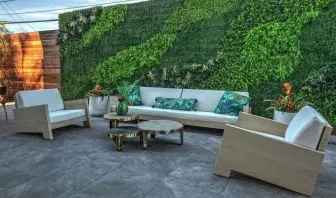 Outdoor seating at Hampton Inn Vallejo.