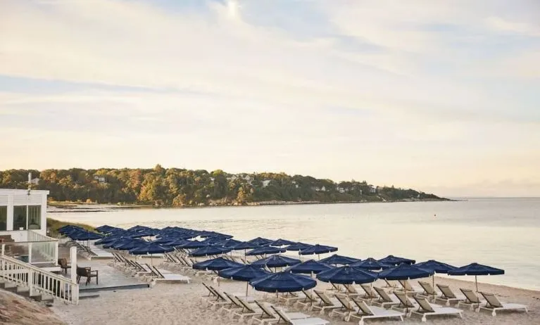 Beach lounge chairs at Sea Crest Beach Hotel.