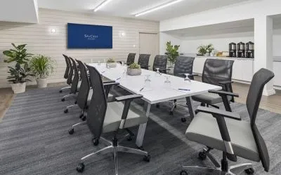 Professional meeting room with ergonomic chairs at Sea Crest Beach Hotel.