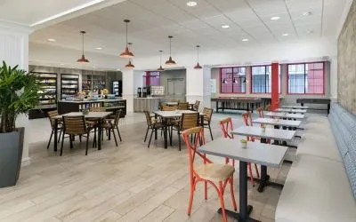 Dining area at Hotel Caza.
