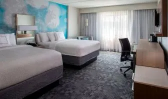 Day use twin room with work desk and big windows at Sonesta Select Atlanta Norcross I-85.