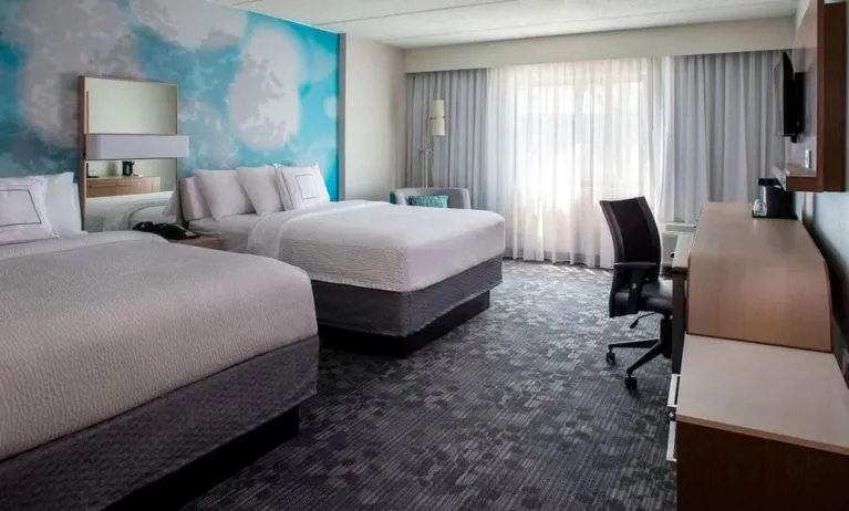 Day use twin room with work desk and big windows at Sonesta Select Atlanta Norcross I-85.