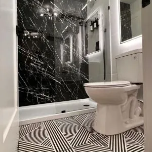 Guest bathroom at The Irish Inn Boutique Hotel.