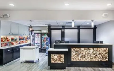 Reception and snack bar at Homewood Suites By Hilton Shreveport.