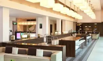 Lounge area and workspace at Element Miami International Airport.