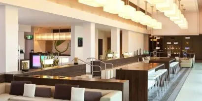Lounge area and workspace at Element Miami International Airport.