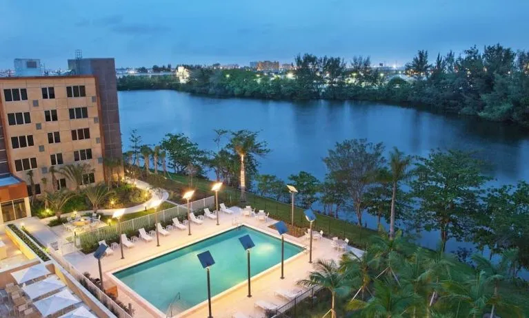 Aerial exterior view of Element Miami International Airport.