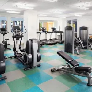 Fully equipped fitness center at Element Miami International Airport.
