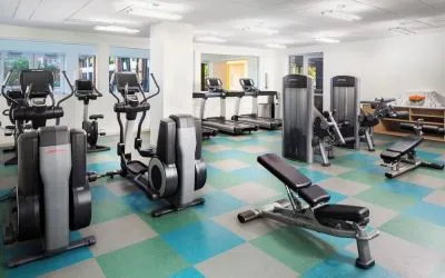 Fully equipped fitness center at Element Miami International Airport.