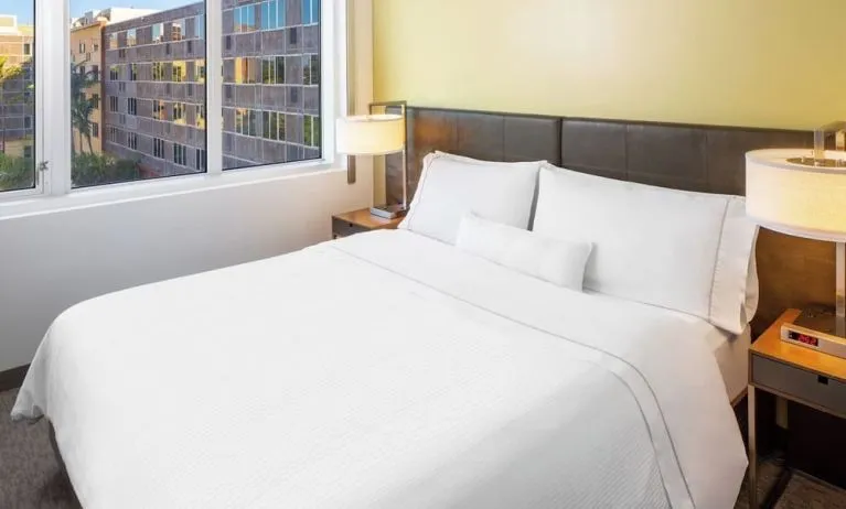 King bed at Element Miami International Airport.