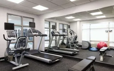 Fitness center at Spark By Hilton Guelph.