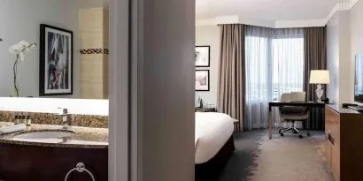Day use room with work desk and private bathroom at Pullman Miami Airport.