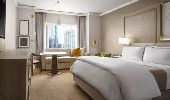 Delux king room with TV and work space at The Westin Philadelphia.