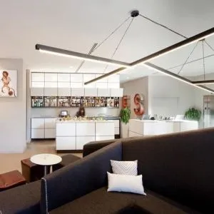 On-site bar and comfortable seating at Nu Hotel - Brooklyn.