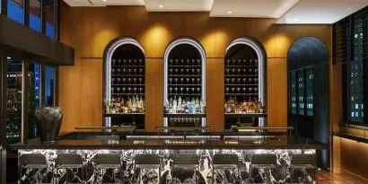 On-site bar at AC Hotel New York Times Square.