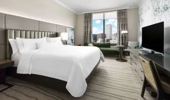 Delux king room with TV and a great view of the city at The Westin New Orleans.