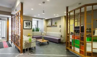 Hotel lobby at Hampton Inn Manhattan Chelsea.