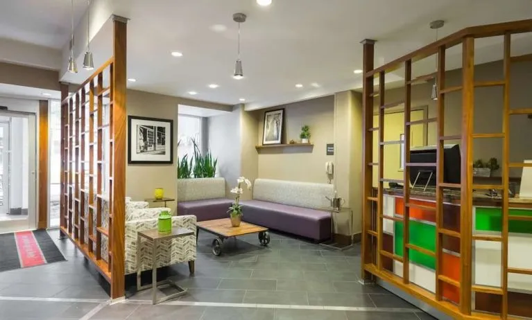 Hotel lobby at Hampton Inn Manhattan Chelsea.