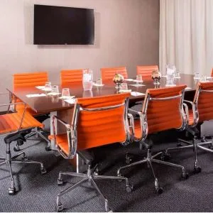 Professional meeting room with comfortable seating at Courtyard By Marriott New York Manhattan/Central Park.