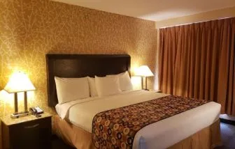 King bed at Elmhurst Hotel.