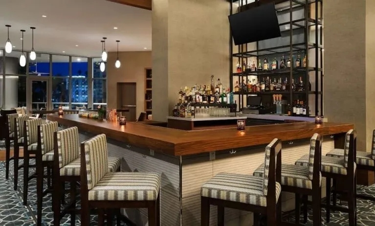 On-site bar and lounge area at Hyatt Centric Brickell Miami.