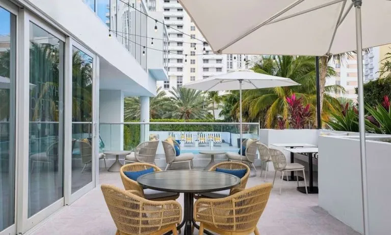Terrace sitting area at Hyatt Centric Miami South Beach.