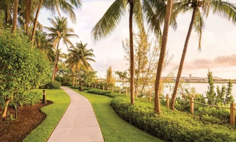 Hotel garden at Hilton Miami Airport Blue Lagoon.