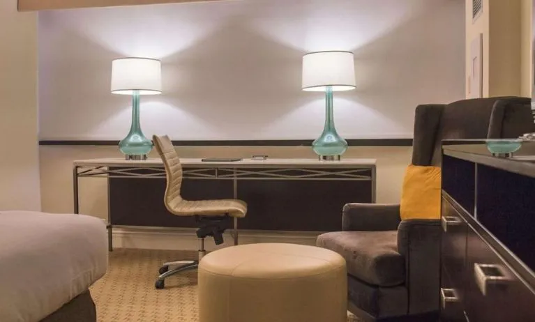 Day use room' workspace at Hilton Miami Airport Blue Lagoon.