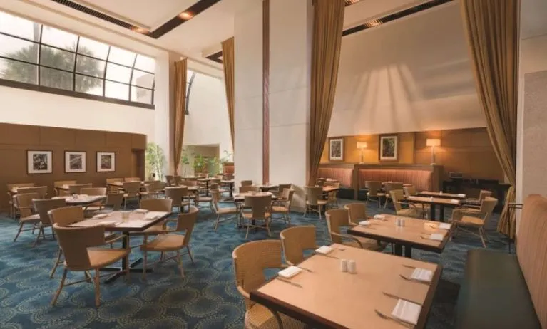 On-site hotel restaurant at Hilton Miami Airport Blue Lagoon.