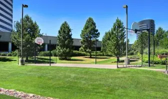 Outdoor garden at Hampton Inn & Suites Denver Tech Center.