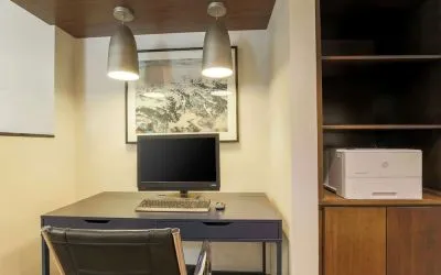 Business center at Hampton Inn & Suites Denver Tech Center.