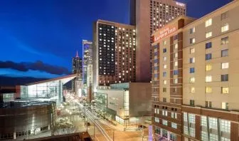 Hotel exterior at Hilton Garden Inn Denver Downtown.