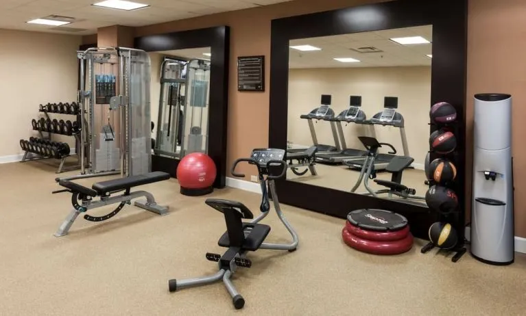 Fitness center at Hilton Garden Inn Denver Downtown.