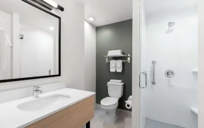 Guest bathroom with shower at Spark By Hilton Fountain Hills Scottsdale.