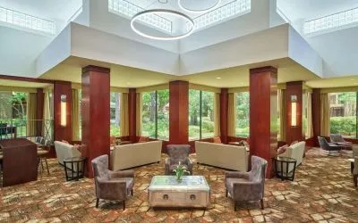 Lobby seating at DoubleTree By Hilton Houston Intercontinental Airport.