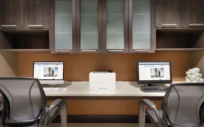 Dedicated business center at Hilton Garden Inn Calgary Downtown.