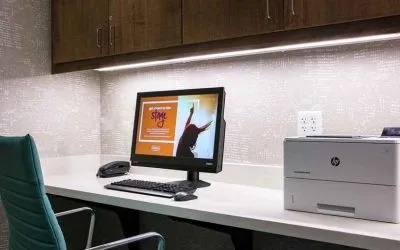professional, well-equipped coworking space and work desk at Hampton Inn Wichita Northwest.