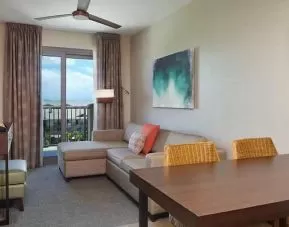 comfortable lounge and coworking space in dayrooms at Embassy Suites by Hilton Oahu Kapolei.